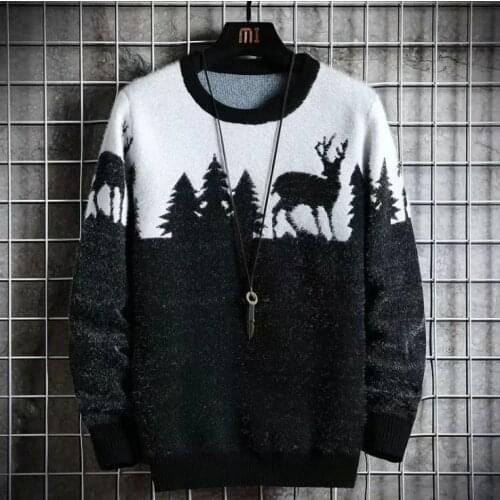 2021 new mens sweater hot style trendy sweater Christmas theme mens loose sweater handsome mens clothing multicolor optional
