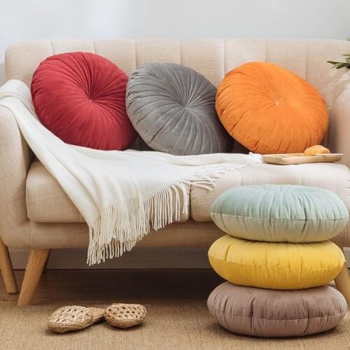 Solid Round Cushion Soft Velvet Pillow Pink Blue Solid Color Chair Pad Floor pillow 45x45cm Home decoration Sofa Chair Car Decor