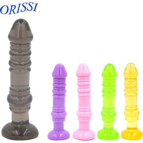 ORISSI 5 Color Erotic Soft Rubber Anal Plug Clitorial Stimulation Body Massager Anal Beads Dildo Sex Toys for Male Female