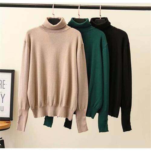 2019 Autumn winter turtleneck sweater women Plus size Long sleeve knit bottoming pullover female High elasticity sweaters G636