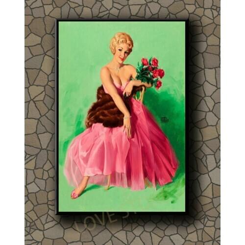 P218 Vintage Beautiful Pin-up Girl Classic Picture 342 Silk Fabric Poster Art Decor Indoor Painting Gift