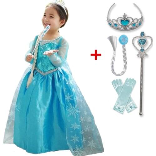 2 Princess Dress For Girls Cosplay Costumes Kids Halloween Party Christmas Gift Fantasia Vestidos Children Cloth