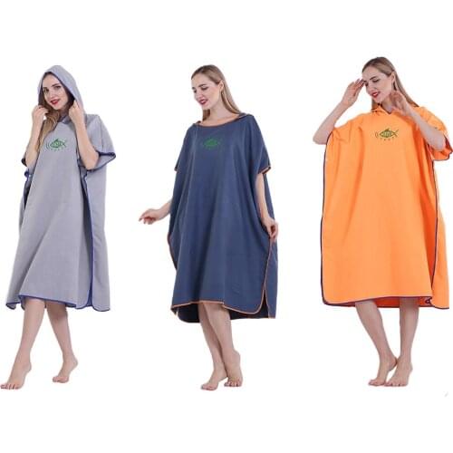 Microfiber Poncho Towel Surf Beach Wetsuit Changing Bath Robe with Hood,Watersports Activities,Adults Men Women Changing Outdoor
