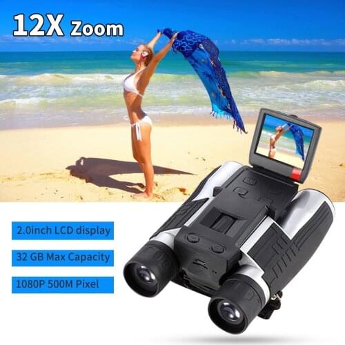 Portable 5m 2inch Lcd 16gb Digital Camera With Binocular 12x Zoom Video Photo Recorder Outdoor Sportstelescope #G4