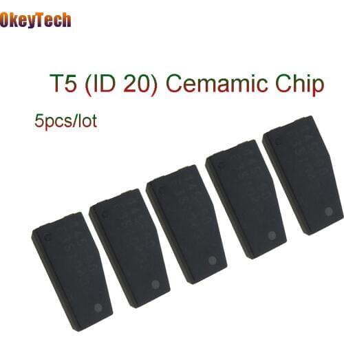 OkeyTech 5pcs/lot Professional T5 ID20 Car Key Chip Blank Ceramic Carbon Original Unlock Transponder for Locksmith Tool T5 Chip