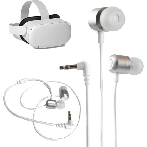 VR Wired Earphones For Oculus Quest 2 3D 360 Degree Sound Durable And Lightweight In-Ear Custom-Length Cable For Quest 2 White