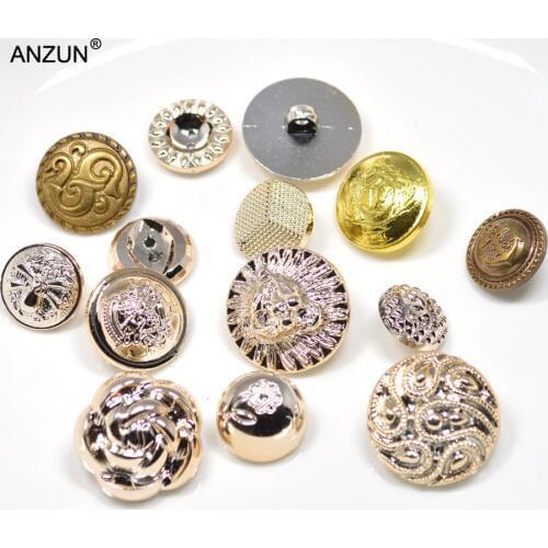 16-25mm Plating Plastic Buttons Fashion Fastener For Craft Light Gold Metalic Button One Hole Button for Sewing Garaments