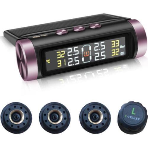 Car TPMS Tire Pressure Monitoring System Solar Digital LCD With External Sensor