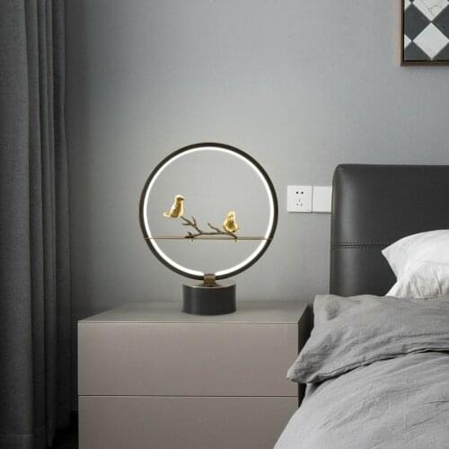 Nordic table lamp bedroom bedside lamp creative bird table lamp simple modern decorative all copper table lamp