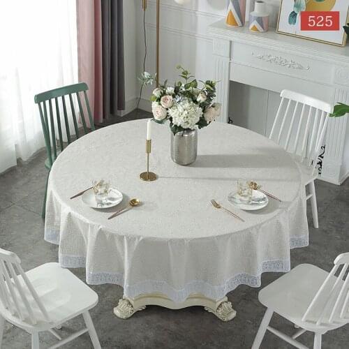 White Round Tablecloth Plastic PVC Waterproof Oilpclolth Coffee Table for Living Room Table Cloth Cover Mat Home Decor Mantel