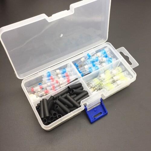 100Pcs Mixed Heat Shrink Sordering Terminals Waterproof Solder Sleeve Tube Electrical Wire Insulated Butt Connectors Kit