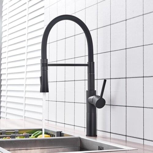 Vidric Matte Black Chrome Kitchen Faucet Pull Down Sprayer 360 Rotation Torneira De Cozinha Single Lever Mixer Tap Kitchen Tap