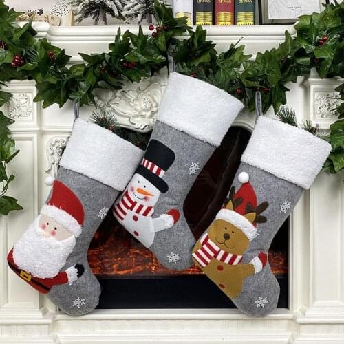 Snowman Elk Santa Claus Christmas Tree Stocking Candy Storage Bag Xmas Decor