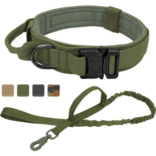 Tactical Dog Collar Leash German Shepard Medium Large Dog Collars Lead For Walking Training Dog Collar Control Handle