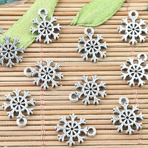 Tibetan Silver 2sided 10mm mini snowflake design charms 80pcs EF0014