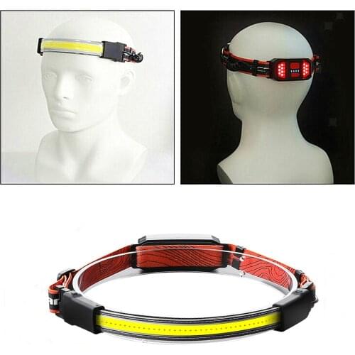 USB COB+LED Headlamp Headlight Torch Flashlight Work Light Bar Head Band Lamp
