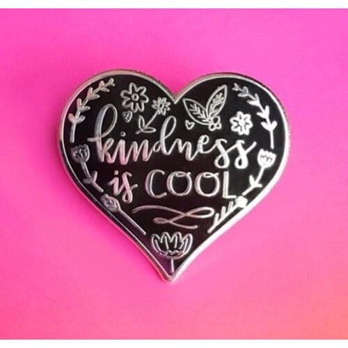 Gorgeous Kindness Is Cool Heart Brooch Pins Enamel Metal Badges Lapel Pin Brooches Jackets Jeans Fashion Jewelry Accessories