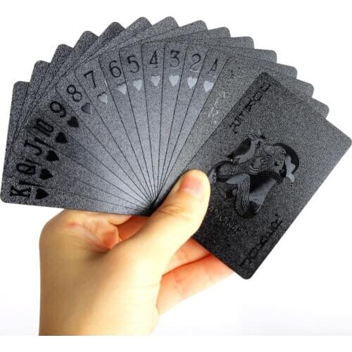 Waterproof Playing Cards Plastic 24K Gold Luxury Cool Black/ Silver/Rose-Gold Foil Poker Standard Size 52+2 In/Outdoor Game