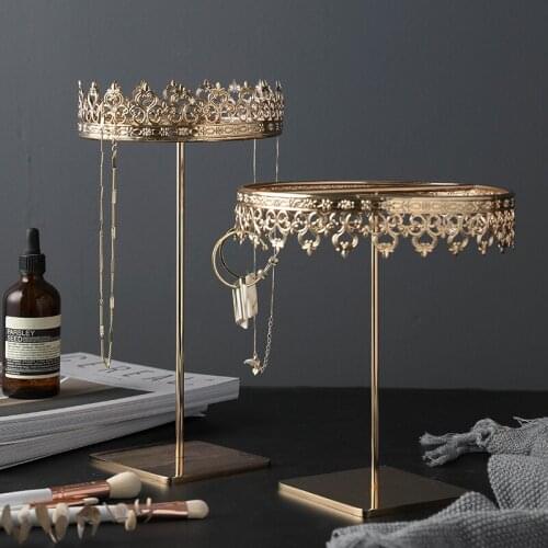 Jewelry Display Shelf Earrings Necklace Storage Shelf Home Bedroom Dressing Table Decoration Holder Golden Metal Ornaments Rack