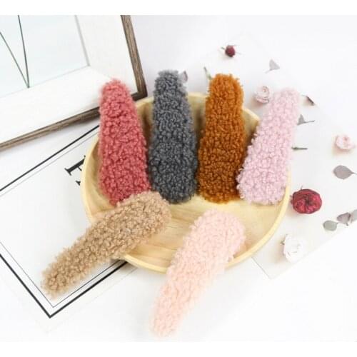 Girls hair accessories Women Vintage lambs wool hair clips hairpins hairgrips faux fur barrettes for children Headwear T1447