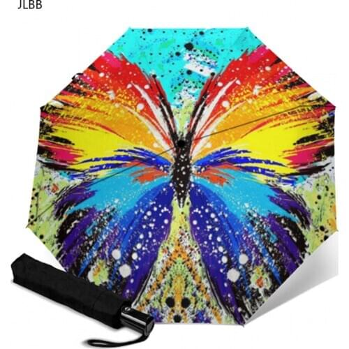 Automatic Paraguas Umbrella Compact Protection Three Folding Male Female Butterfly Outdoor Sun Paraguas Unique Parasol Umbrella