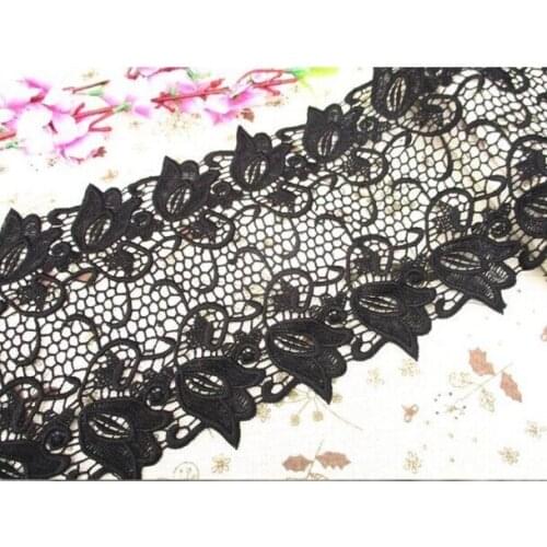 1 Meter 18CM Water Soluble Lace Fabrics Cotton Lace Trim Embroidered Dress Accessory DIY Handmade Black Lace Fabric