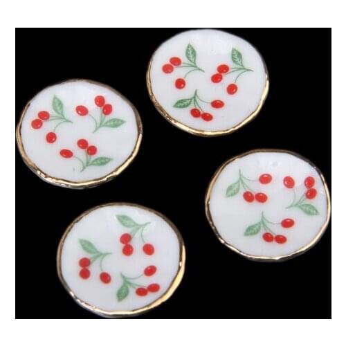 15pcs 1/12 Diningware Porcelain Tea Set Dish Cup Plate Print Dollhouse Miniature