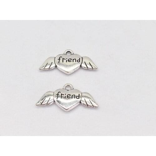 17 pcs Charms metal Love heart wings,Antique Making Friendship pendant fit,Vintage Tibetan Silver,jewelry DIY bracelet necklace
