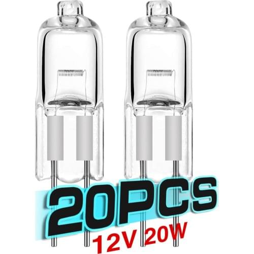 20PCS Top Quality Halogen G4 Bulb 12V JC Type G4 Clear Tungsten Halogen Lamps 20W Clear Each Bulb 2800K Warm White