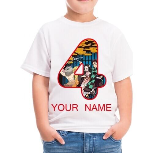 2020 custom Devils killer Children Happy birthday Cute Cartoon Print T-shirt Girls/Boys Funny children Clothes Summer T-shirt