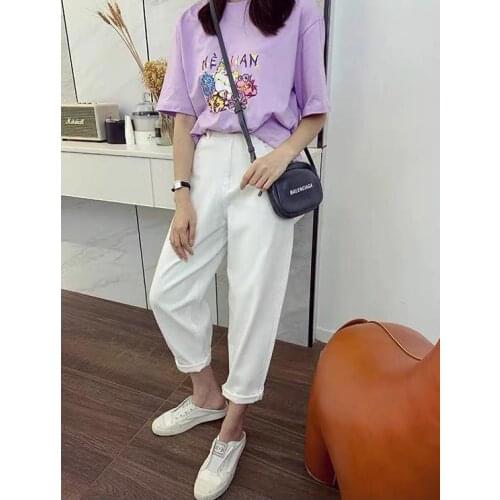 2020 Pink Jeans High Waist Denim Harem Pants Boyfriend Jeans For Woman Loose Trousers Vaqueros Mujer