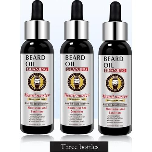 3PCS Beard Oil for Men Anti Hair Loss Grow Mustache Essence Oil Thicker Fuller Mens Natural Ingredients Beard Growth Oil 60ml