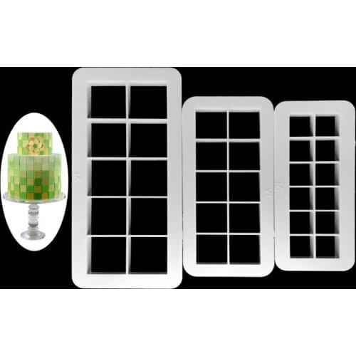 3 Pcs Plastic Square Cake Molds Chocolate Cookie Cutter Fondant Decoration Tools Dropshipping