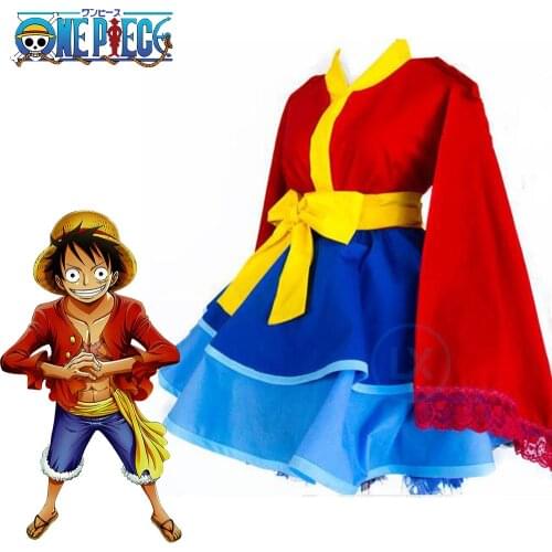 Anime One Piece Cosplay Costume Luffy One Piece Lolita Kimono Dress Full Sets Custom Made Female Halloween Gift