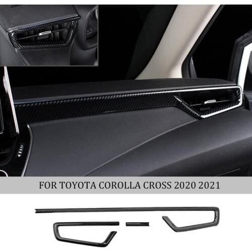 For Toyota Corolla Cross 2019 2020 2021 Carbon Fiber Color Car Interior Front Air Vent Outlet Cover Trim Strip Accessories LHD