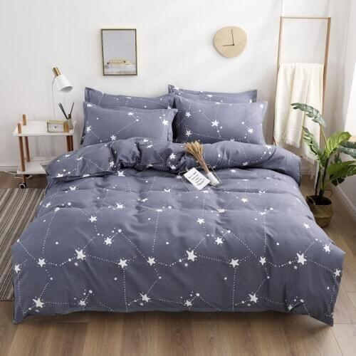 European Gray Duvet Cover 220x240 Pillowcase 3PcsQuilt Cover 175x220 Bed CoverLittle stars pattern Blanket Cover Bedding Set