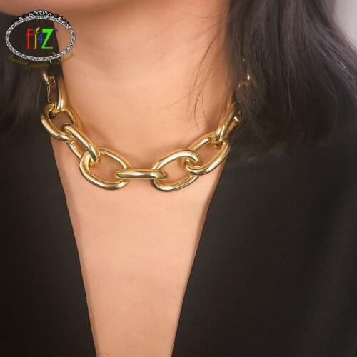 F.J4Z Hit-hop Womens Necklaces Steampunk Miami Cuban Chain Chunky Choker Necklace Thick Square Chain Jewelry Gifts Dropship