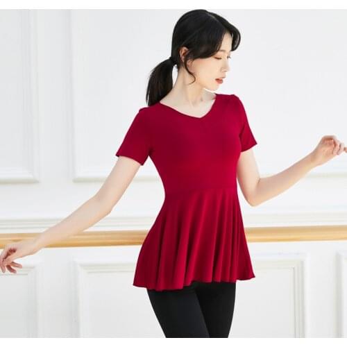 Adult Comfortable Modal V Neck Belly Dance Peplum T Shirt Top Costume for Women Practice Dancing Clothes Dancer Wear Clothing