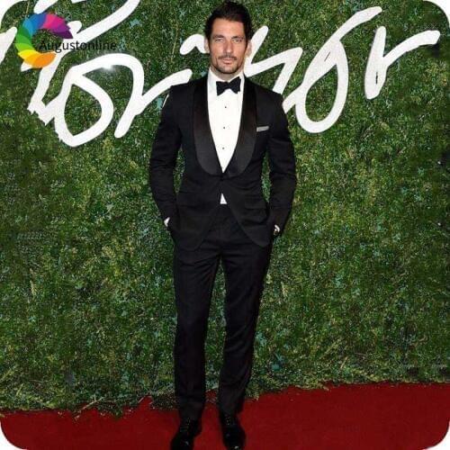 Custom Made Black Men Suits for Wedding Shawl Lapel Groom Tuxedo Costume Homme Tailored Made Terno Masculino 2Piece Prom Wear