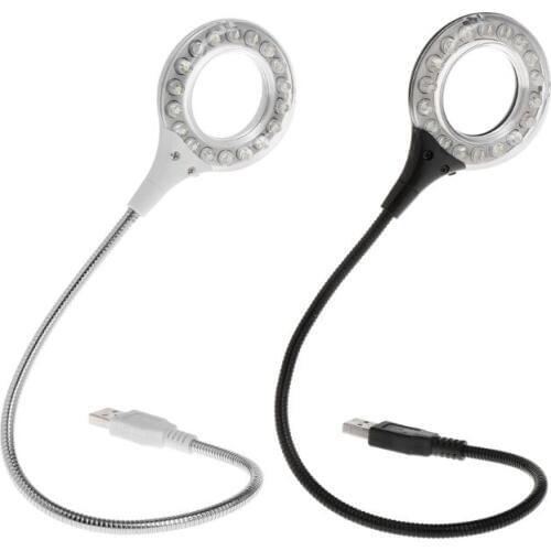 Ring Ring LED Light USB Table Desk Lamp 5V Bright Bulb Flexible Gooseneck Adjustable Angle Reading Camping Powerbank Laptop PC