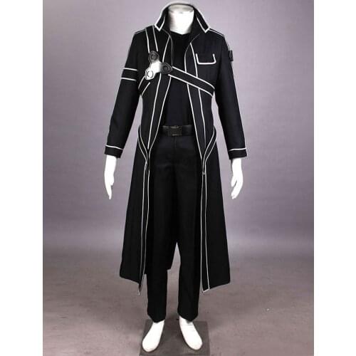 SAO Anime Kazuto Kirigaya Kirito Cosplay Costume Jacket Outfit Set