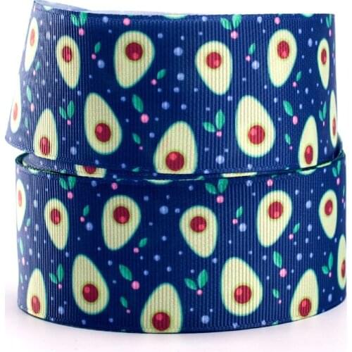 Grosgrain Ribbon Avocado Fruit Heat Transfer Printed 5yards 1‘’/1.5‘’/3‘’ Gifts Wrapping Supplies