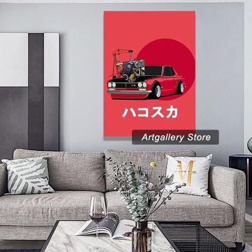 Red JDM Modified Cars Canvas Painting Decor Wall Art Pictures Bedroom Study Home Living Room Decoration Prints Poster