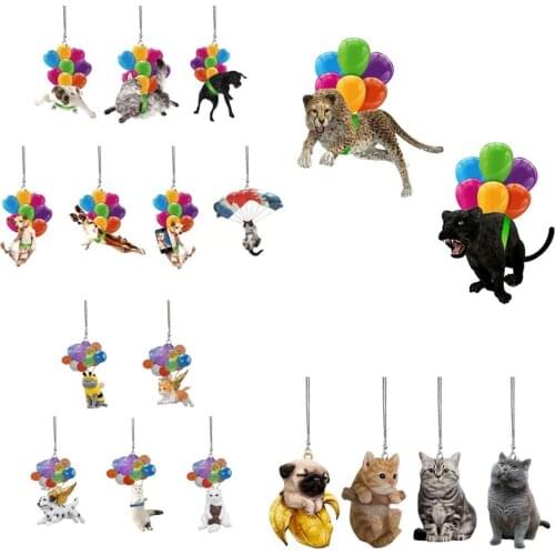 Colorful Balloon Car Hanging Ornament Animal Cat Car Hanging Ornament Car Interior Decor Car Pendant Creative Cute Cat