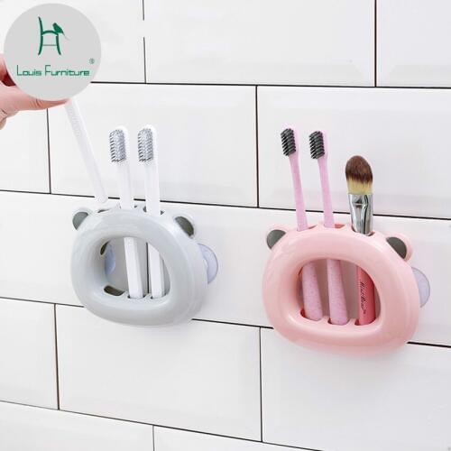 Louis Fashion Creative Cute Animal Model Wall Mounted Toothbrush Rack No Hole Toilet Bathroom Dental Appliance Hanging