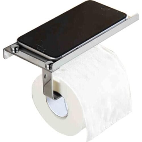 Wall Mounted Toilet Paper Holder Tissue Paper Holder Toilet Roll Dispenser with Phone Storage Shelf Home Bathroom Accessories