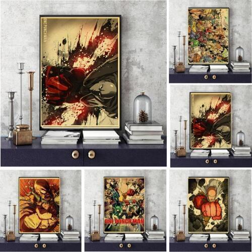 One Punch Man Retro Poster Vintage poster Wall Decor For Home antique bar pub coffee wall sticker decoration