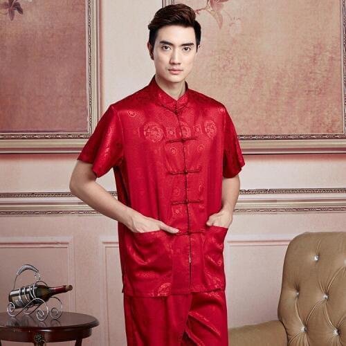 New Arrival Chinese Men Satin Kung Fu Shirt Short Sleeve Kung Fu Shirt Clothing Tops M L XL XXL XXXL W13