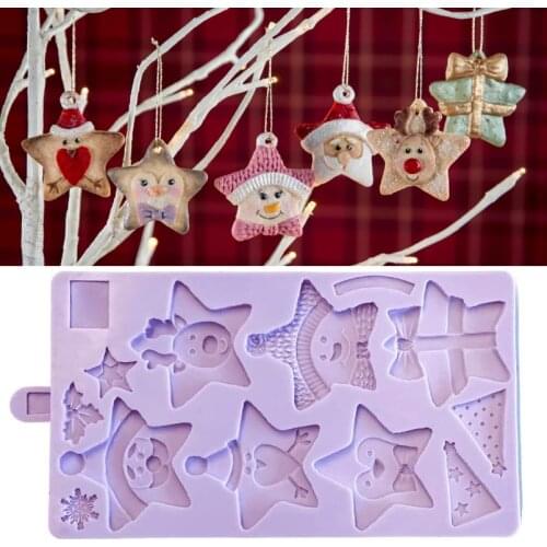 Christmas Stars Mold Fondant Cake Decorating Mould Sugarcraft Chocolate Cookie Baking Tool Kitchenware For Cakes Gumpaste Form