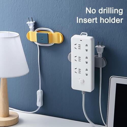 Self Adhesive Power Strip Holder Wall Mount Punch Free Router Plug-in Line Board Rack Fixator Household Cable Organizer